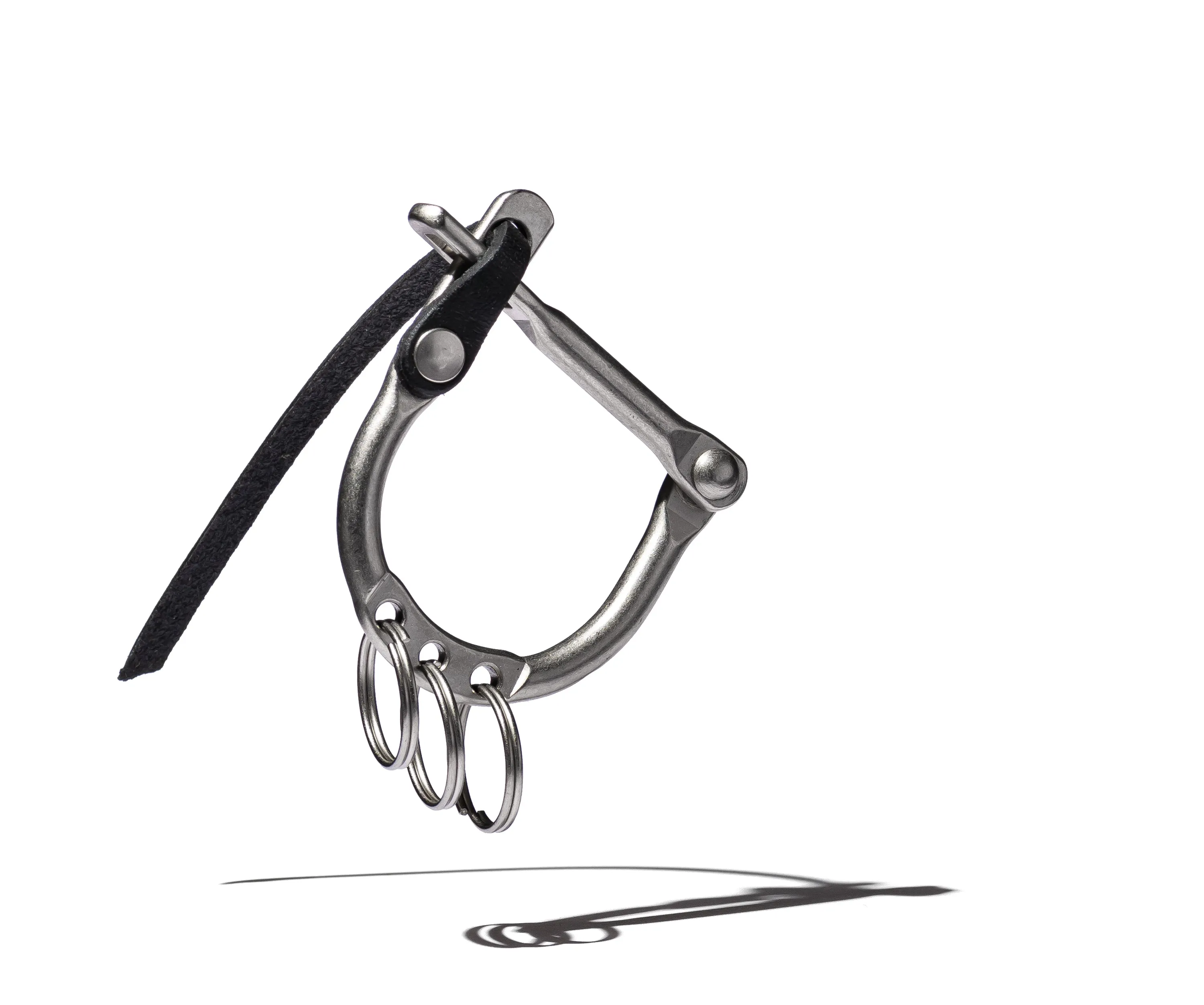 D LOCK CARABINER KEY RING with COW LEATHER