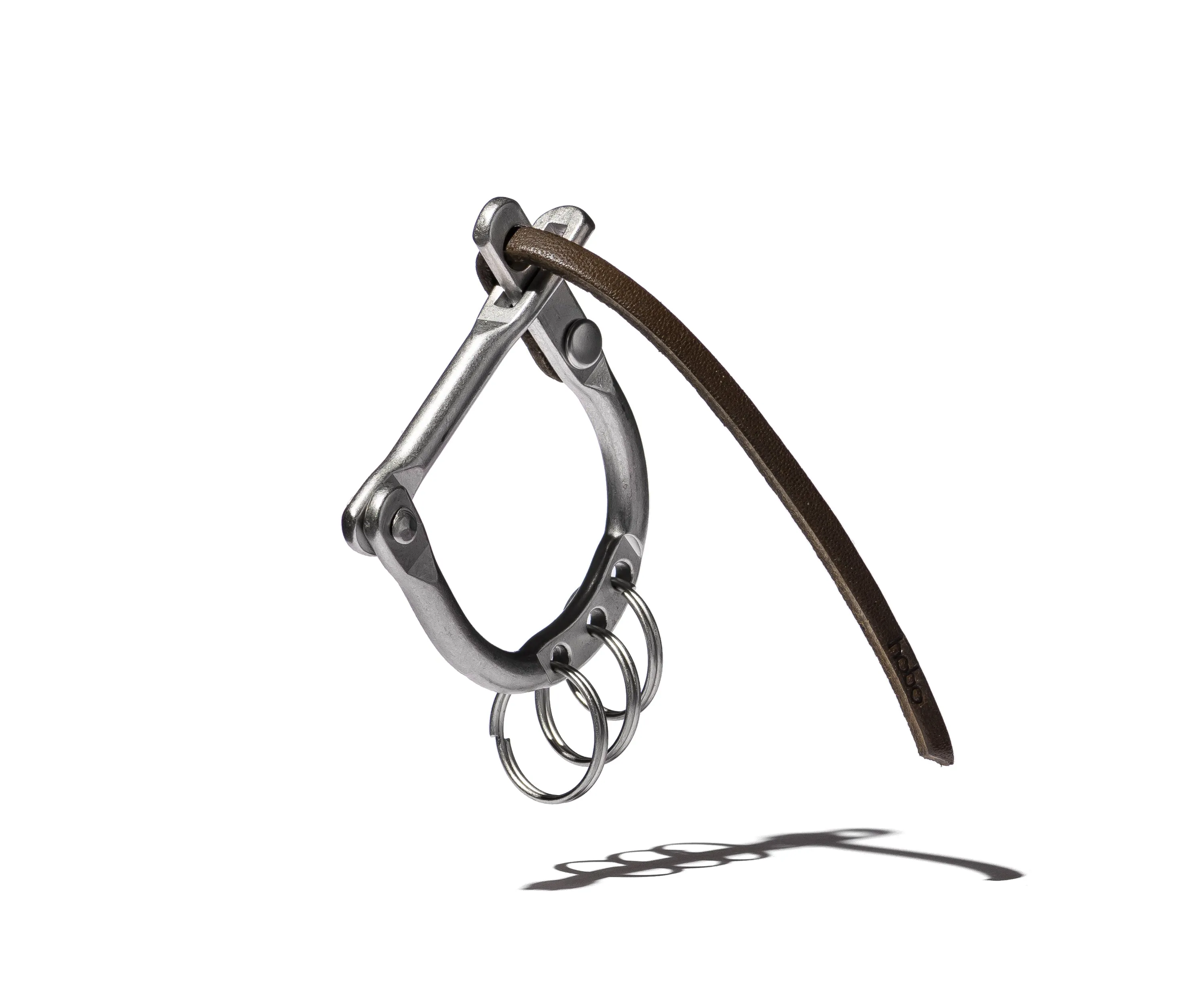 D LOCK CARABINER KEY RING with COW LEATHER