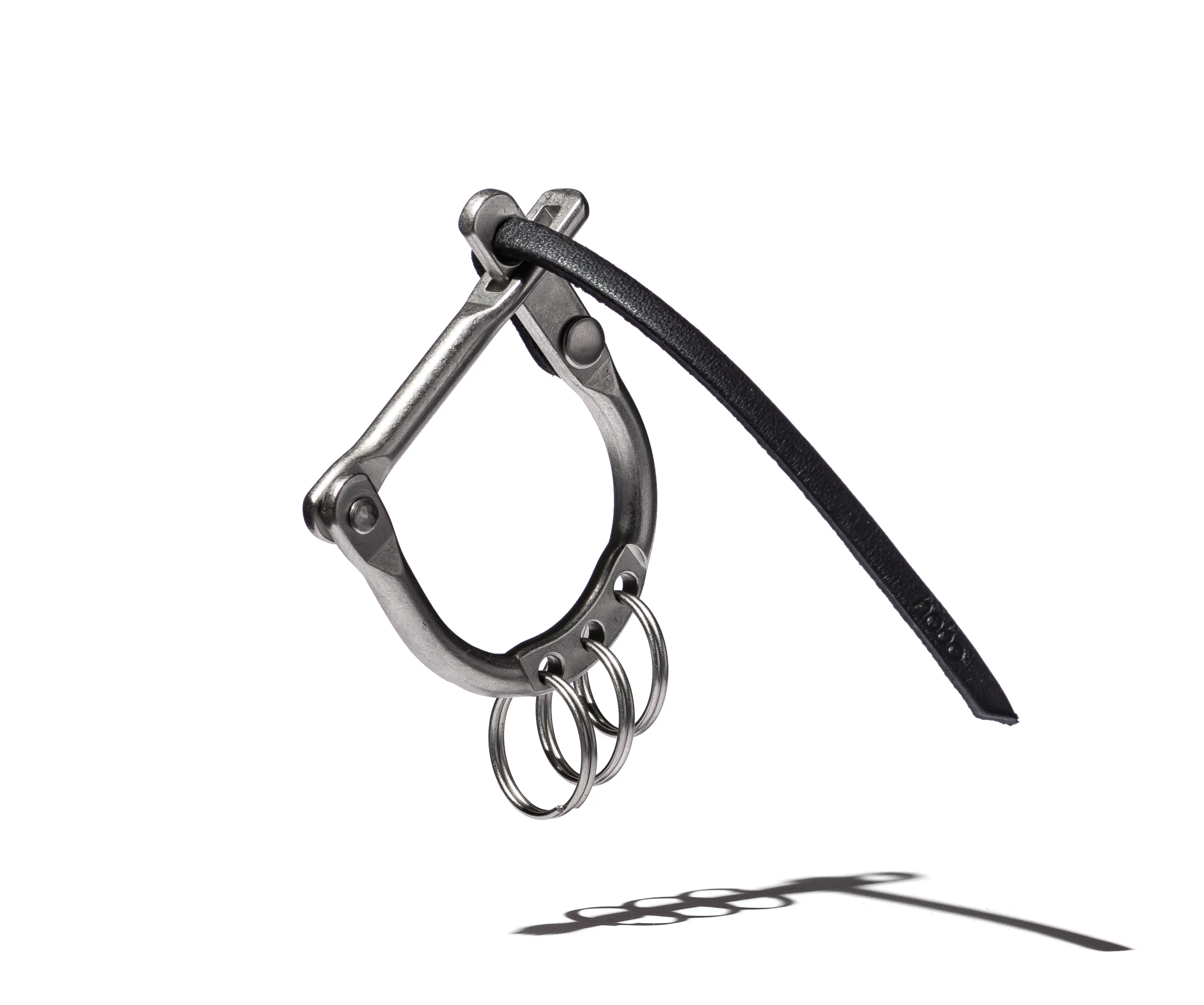 D LOCK CARABINER KEY RING with COW LEATHER
