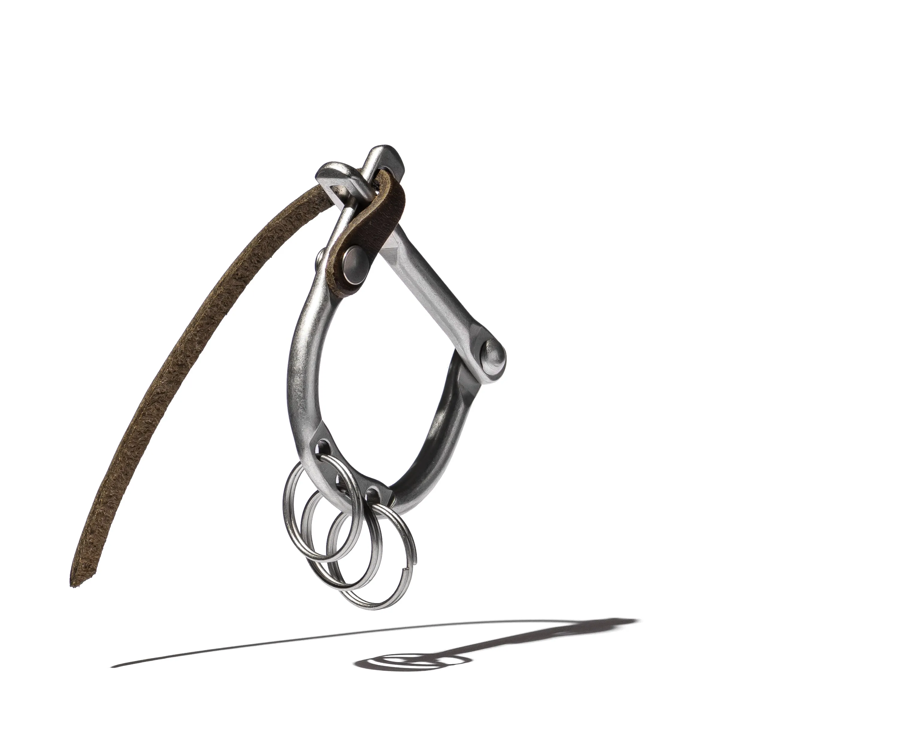 D LOCK CARABINER KEY RING with COW LEATHER
