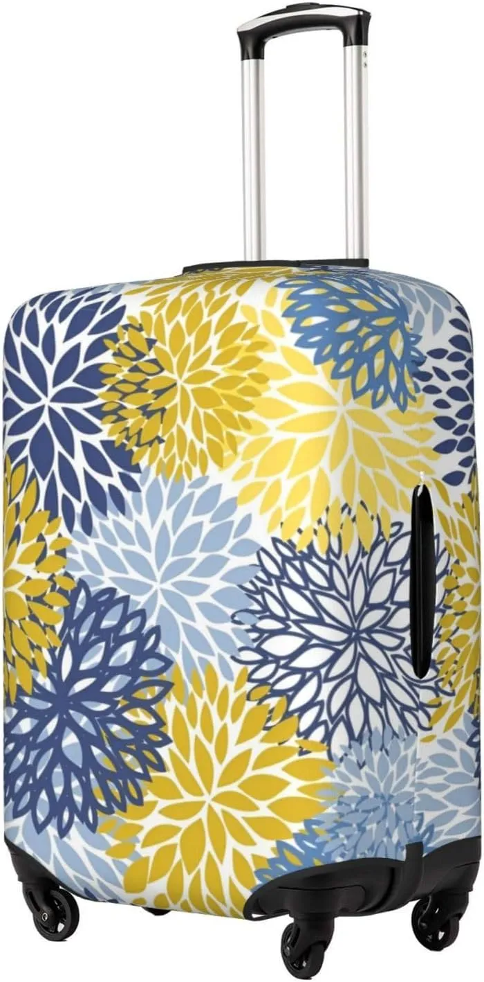 Dahlia Flower Travel Luggage Cover Fits 18-32 Inch Luggage, Stretchy Suitcase Cover Protector with Concealed Zipper for Wheeled Suitcase Travel Accessories
