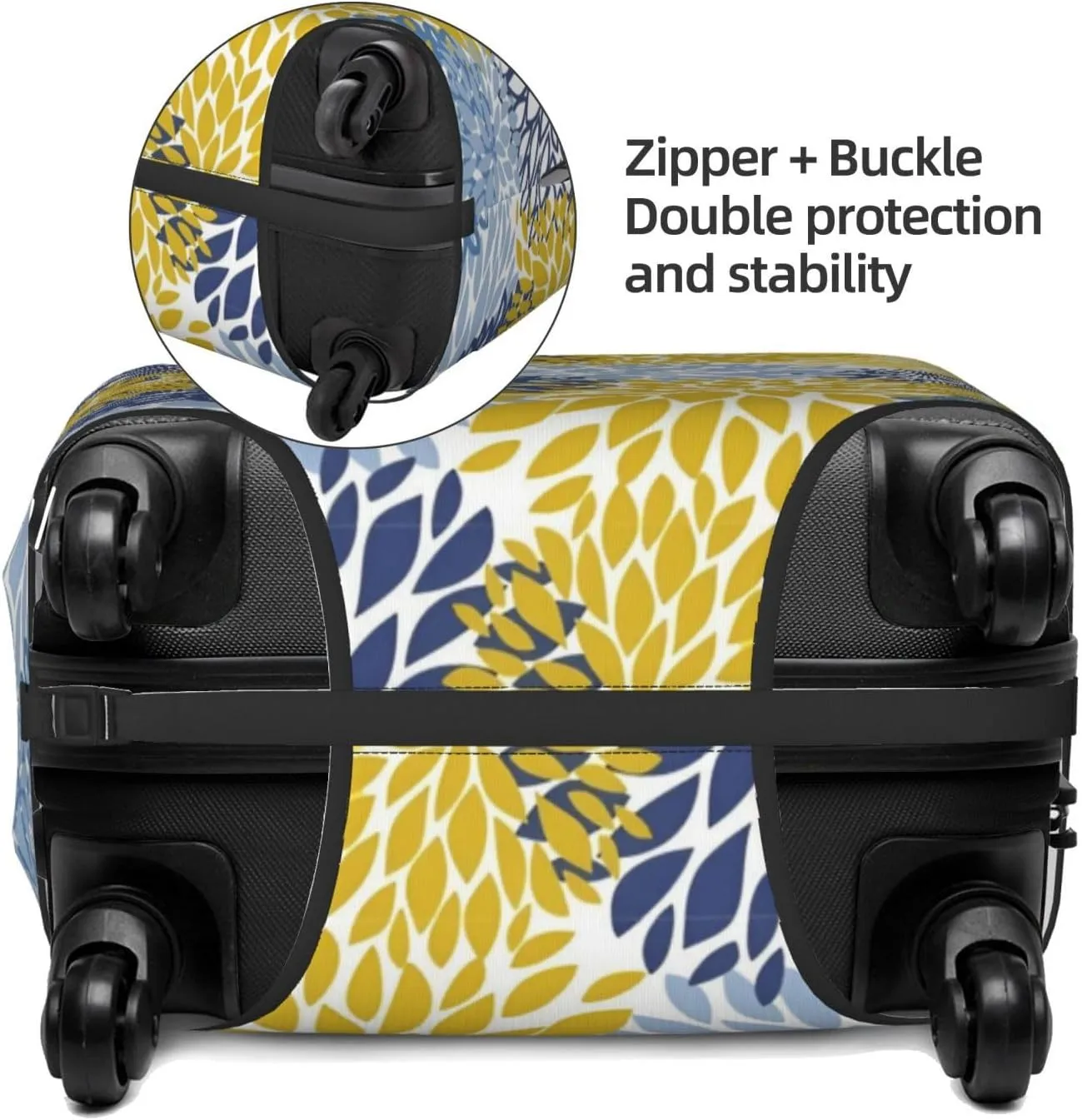 Dahlia Flower Travel Luggage Cover Fits 18-32 Inch Luggage, Stretchy Suitcase Cover Protector with Concealed Zipper for Wheeled Suitcase Travel Accessories