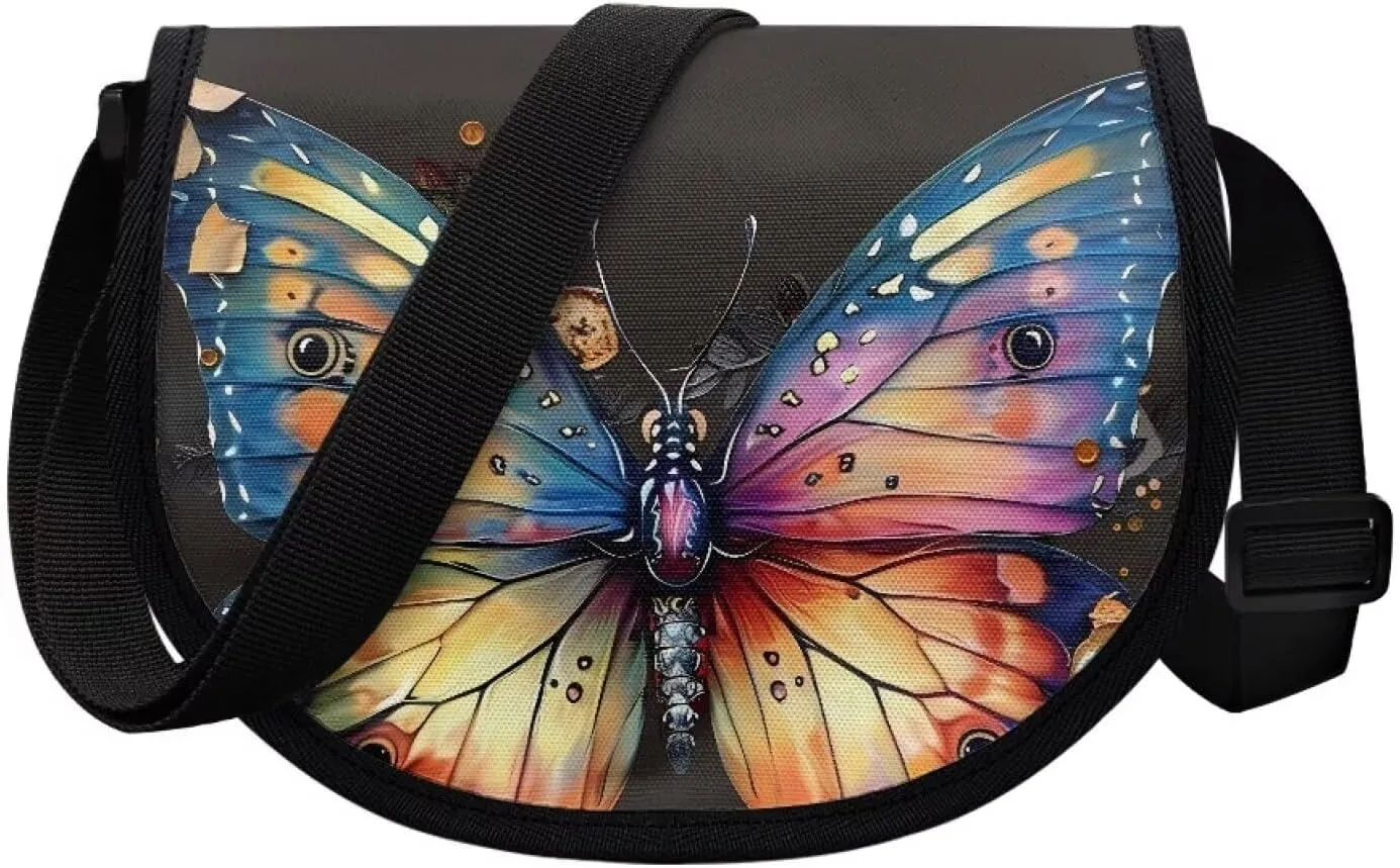 Dahlia Flower Women Cross Body Bag, Winter Forest Casual Shoulder Bag, Gothic Rose Satchel Messenger Bags with Strap