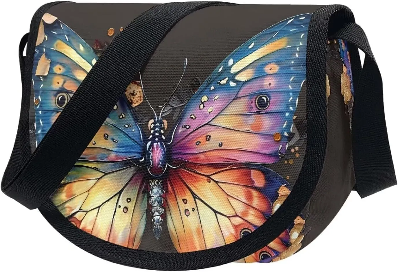 Dahlia Flower Women Cross Body Bag, Winter Forest Casual Shoulder Bag, Gothic Rose Satchel Messenger Bags with Strap