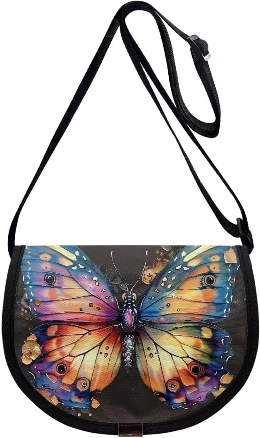Dahlia Flower Women Cross Body Bag, Winter Forest Casual Shoulder Bag, Gothic Rose Satchel Messenger Bags with Strap