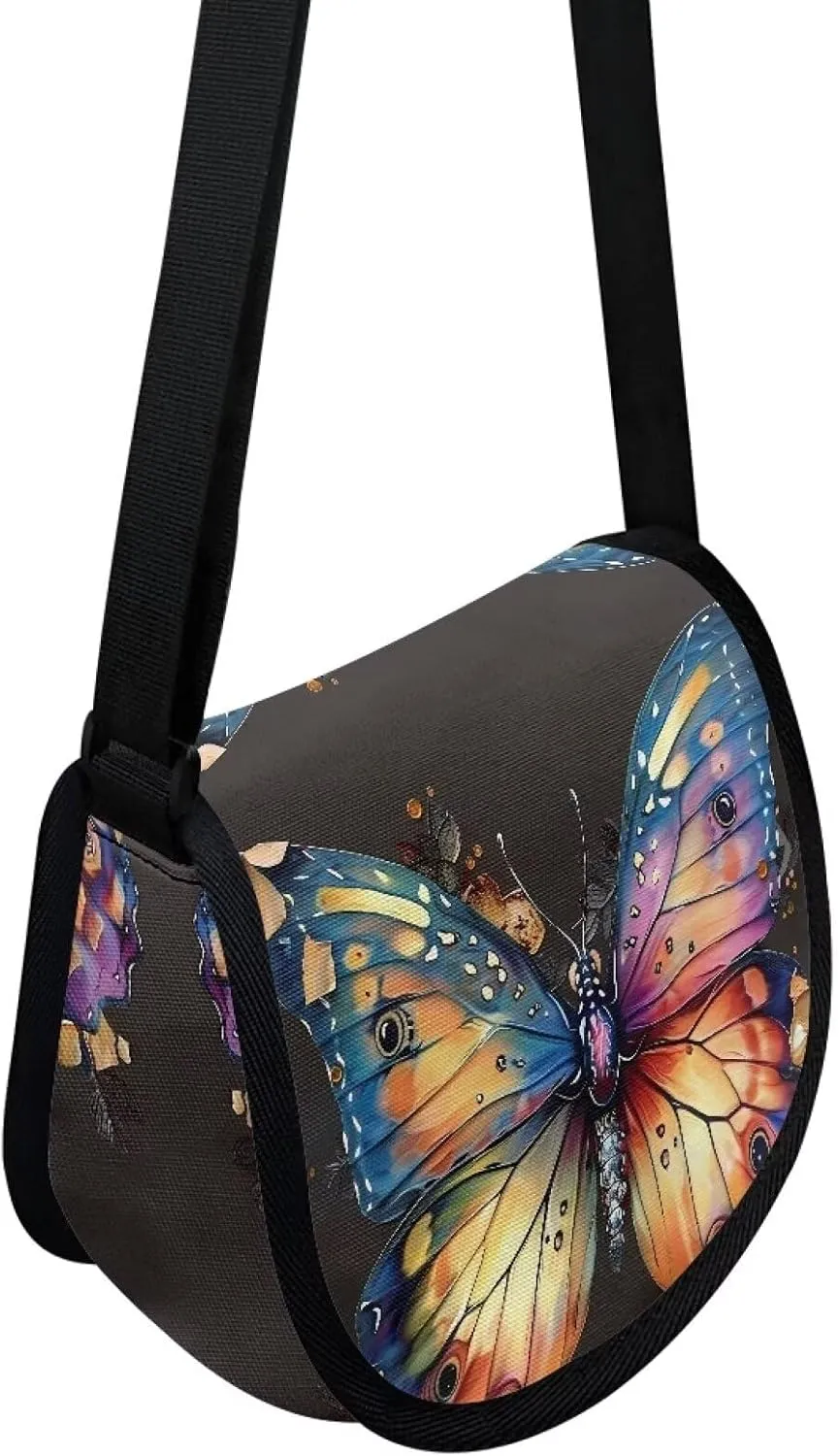 Dahlia Flower Women Cross Body Bag, Winter Forest Casual Shoulder Bag, Gothic Rose Satchel Messenger Bags with Strap