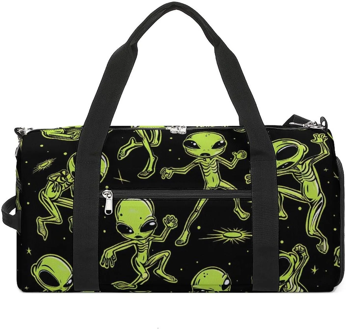 Dancing Aliens Funny Gym Bag Travel Tote Bag Duffel Bag with Shoe Compartment for Weekender Sports Vacation