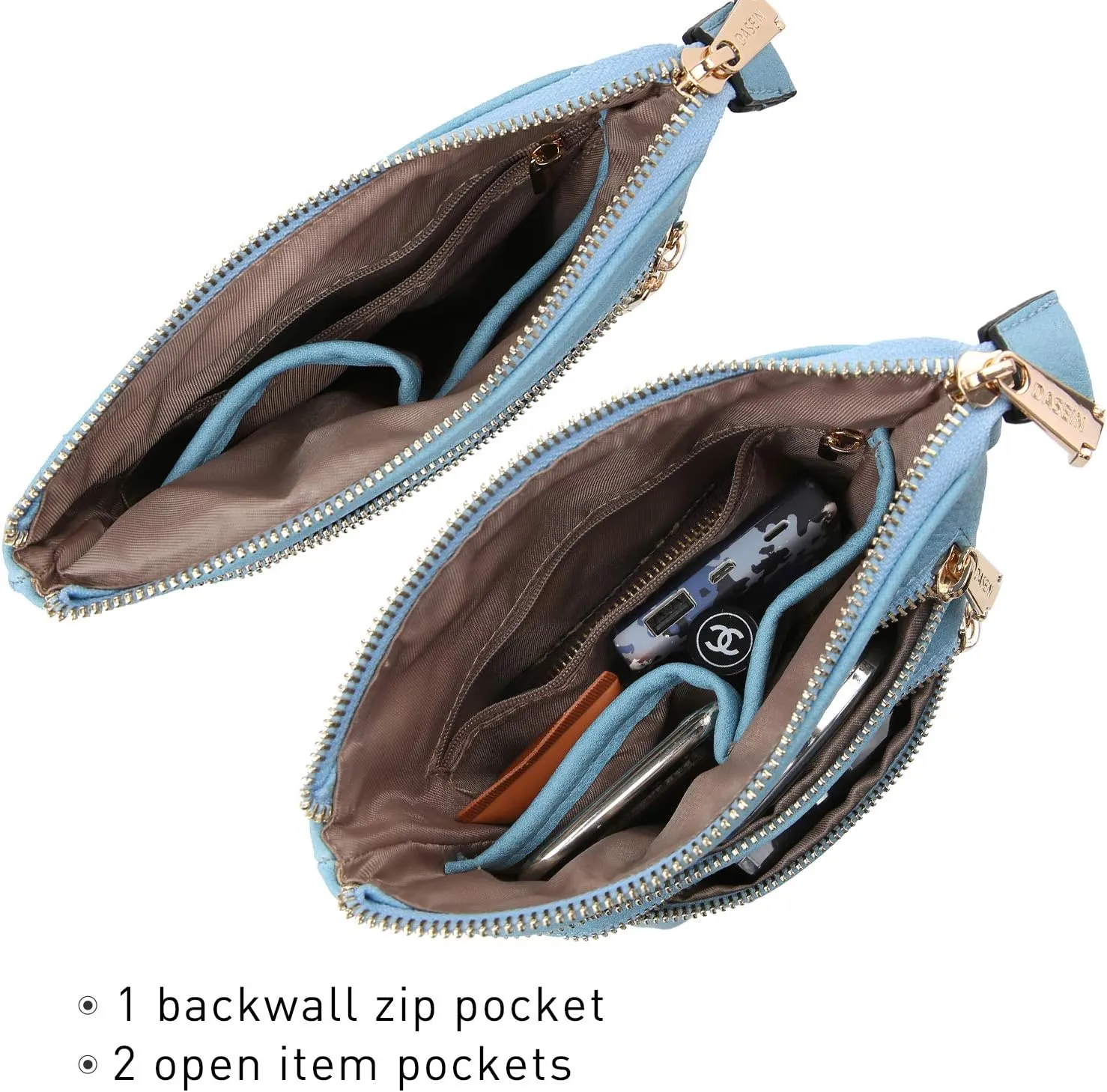 Dasein Women Small Crossbody Bag Lightweight Shoulder Purses Multi Zipper Pockets Phone Purse Handbag