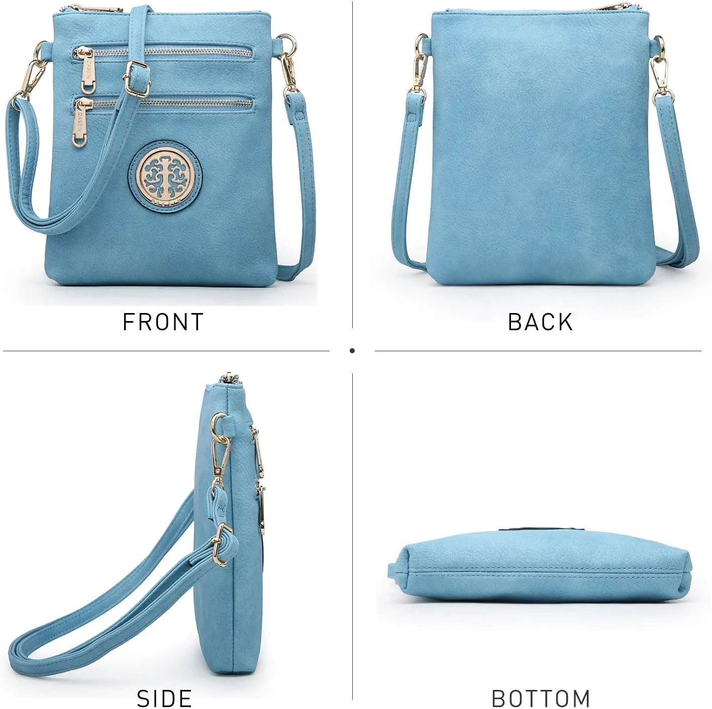 Dasein Women Small Crossbody Bag Lightweight Shoulder Purses Multi Zipper Pockets Phone Purse Handbag
