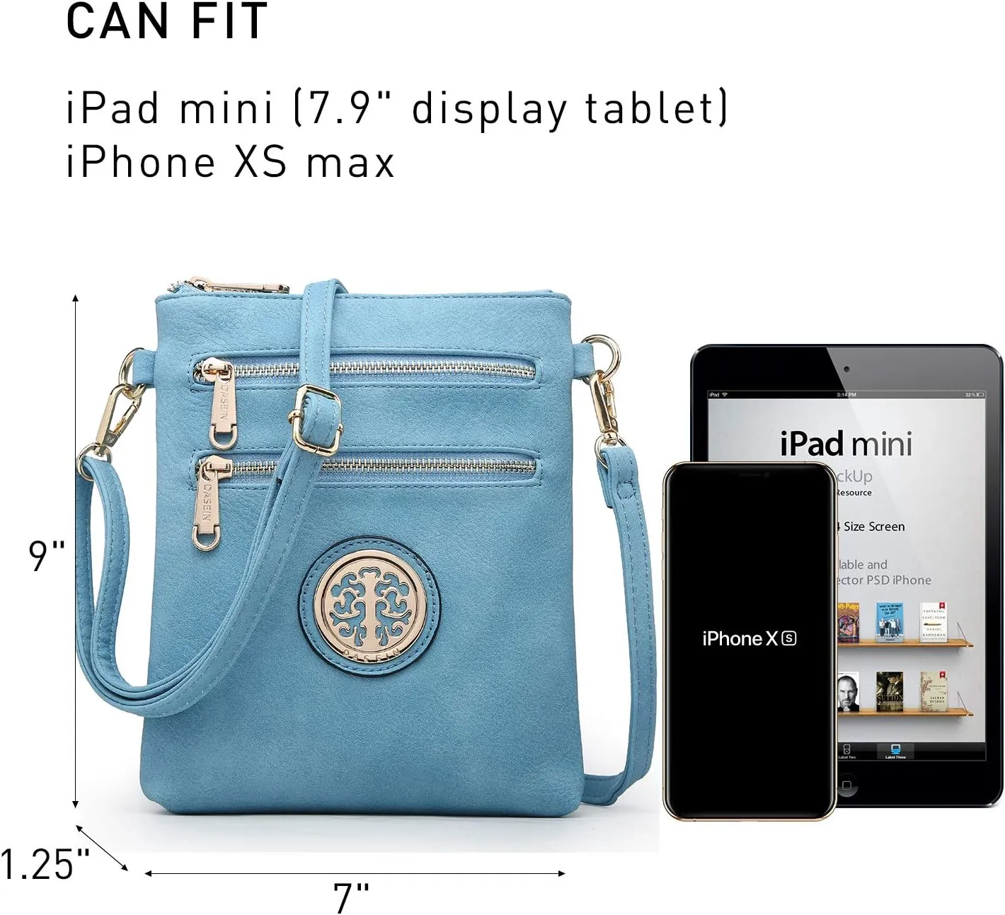 Dasein Women Small Crossbody Bag Lightweight Shoulder Purses Multi Zipper Pockets Phone Purse Handbag