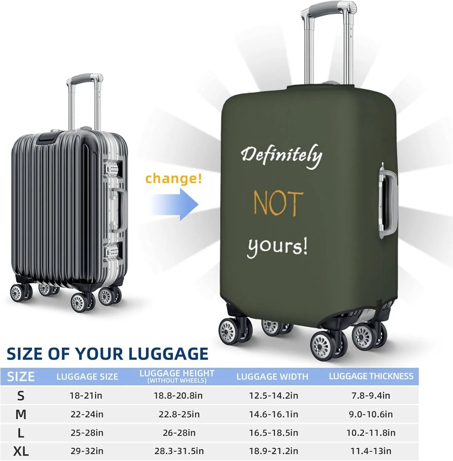 Definitely Not Yours Travel Luggage Cover Fits 18/24/28/32 Inch Luggage, Elastic Suitcase Cover Protector with Concealed Zipper for Wheeled Suitcase Tsa Approved