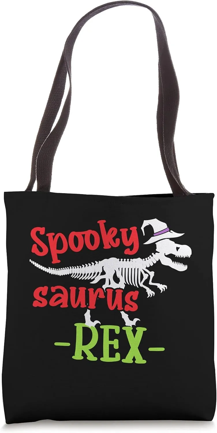 Dinosaur Trick or Treat Bag Halloween T-Rex Skeleton Bag Tote Bag