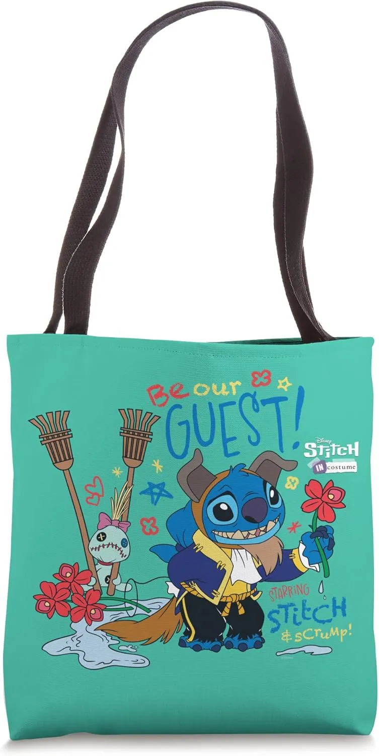 Disney 100 Stitch in Costume The Beast Be Our Guest & Scrump Tote Bag
