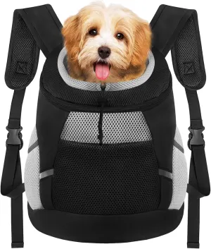 Dog Backpack Carrier, Front Chest Carrier for Dogs, Pet Carrying Bag for Travel Hiking Cycling Outdoor Black L (14-20 lbs)