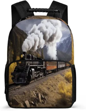 Double Shoulder Bag, Steam Locomotive Train Print Travel Backpack Regular Backpack Tech Backpacks for Work,travel,business Trips,etc., 40x28x16cm