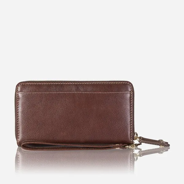 DOUBLE ZIP WRISTLET PURSE, BURGUNDY