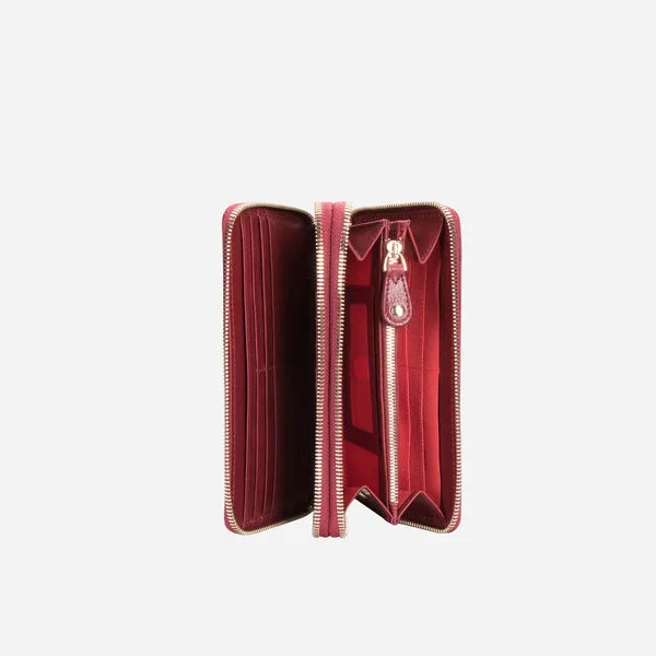 DOUBLE ZIP WRISTLET PURSE, RED