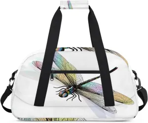 Dragonfly Gym Duffel Bag for Men Women Beautiful Dragonfly Sports Tote Bag with Adjustable Shoulder Strap for Dance Gymnastics Traveling Outdoor Camping Overnight Stay