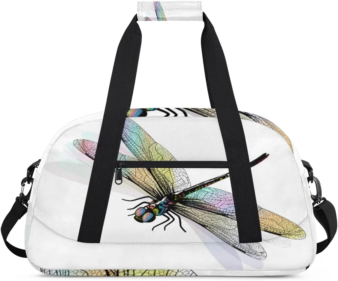Dragonfly Gym Duffel Bag for Men Women Beautiful Dragonfly Sports Tote Bag with Adjustable Shoulder Strap for Dance Gymnastics Traveling Outdoor Camping Overnight Stay