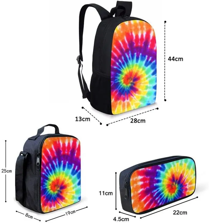 Dragonfly Lotus Retro 3 in 1 School Bags Set Backpacks With Dragonfly Waterlily Hand Drawing Lunch Bags and Pencil Case for Teens Students Boys Girls