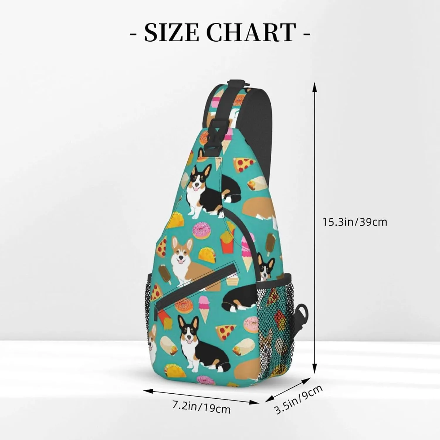 Durable Adjustable Outdoor Hiking Cute Corgi Print Cross Chest Bag Diagonally Single Shoulder Backpack