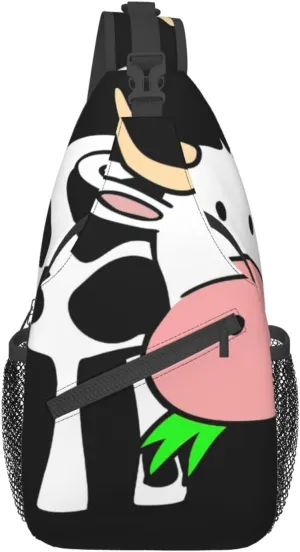 Durable Adjustable Outdoor Hiking cute cow Print Cross Chest Bag Diagonally Single Shoulder Backpack