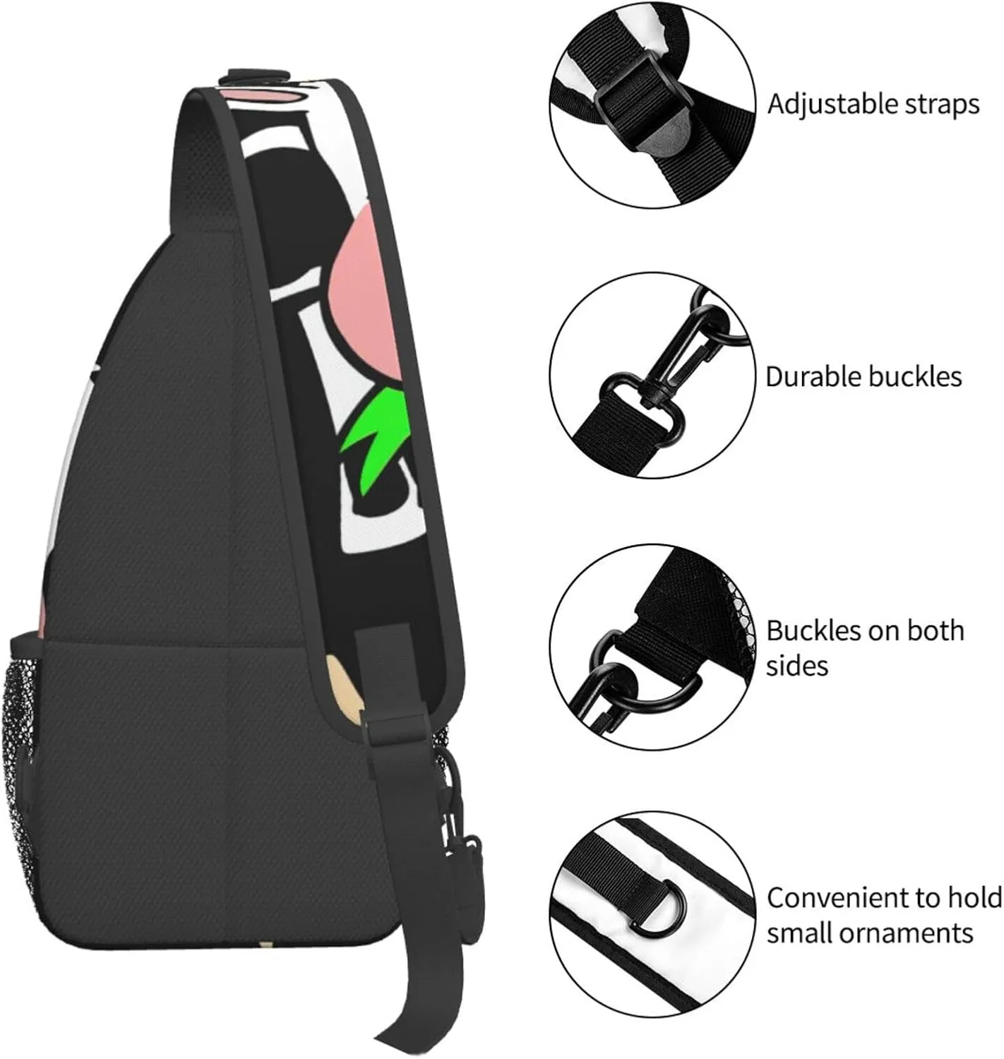 Durable Adjustable Outdoor Hiking cute cow Print Cross Chest Bag Diagonally Single Shoulder Backpack