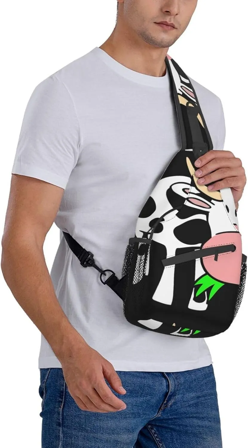 Durable Adjustable Outdoor Hiking cute cow Print Cross Chest Bag Diagonally Single Shoulder Backpack