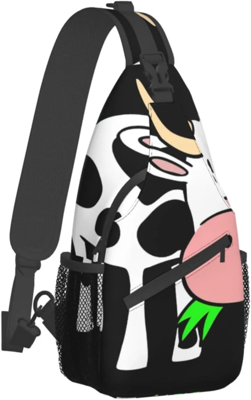 Durable Adjustable Outdoor Hiking cute cow Print Cross Chest Bag Diagonally Single Shoulder Backpack