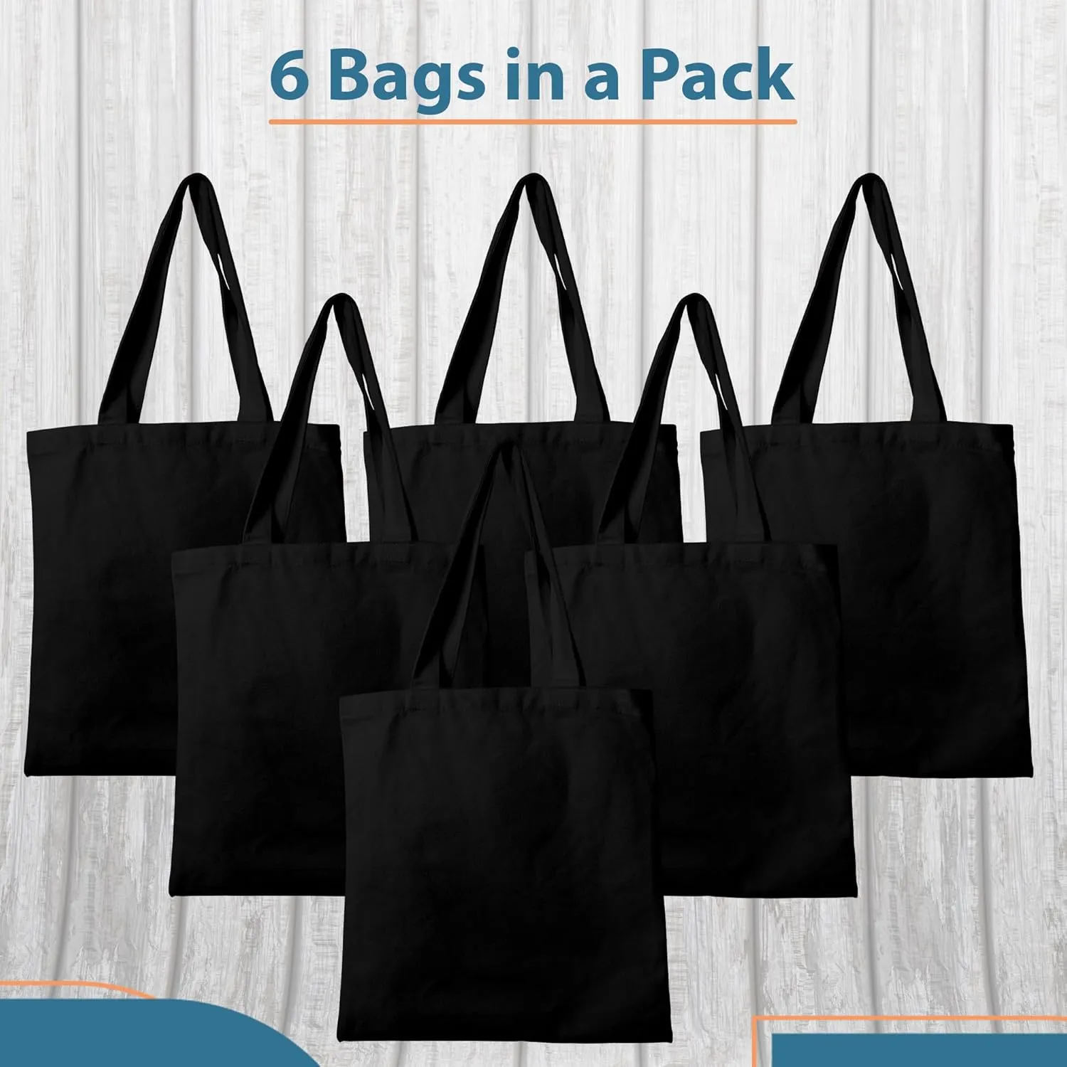 Economical Canvas Cotton Tote Bag, 6 | 8 Pack, Lightweight Reusable Grocery Shopping Cloth Bags, DIY, Advertising, Promotion