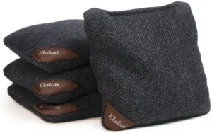 Elakai Cornhole Bags All Weather Single Sided Herringbone Regulation Size and Weight Set of 4 Midnight Navy 6 in x 6 in