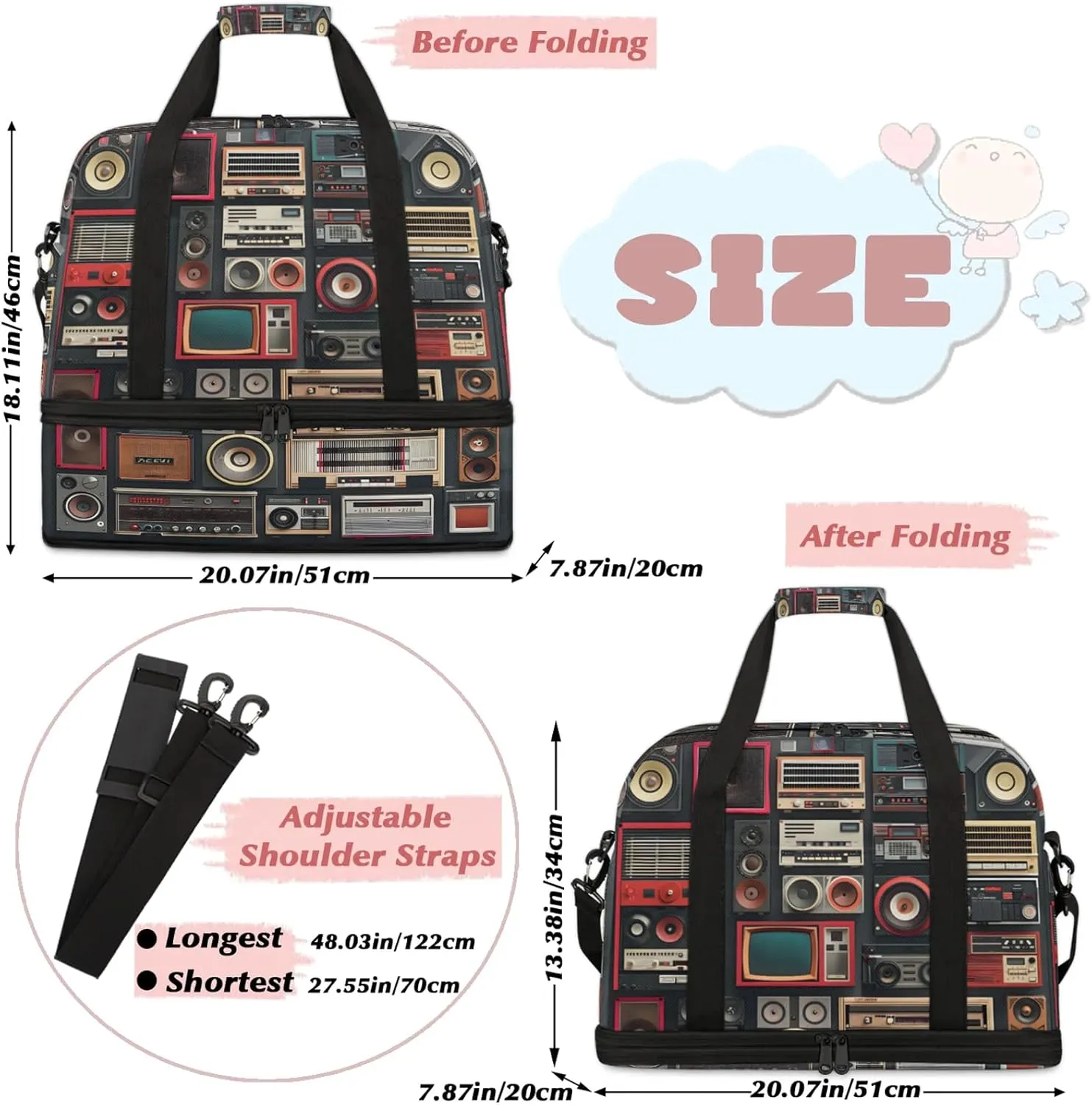 Electrical Abstract Modern Travel Duffel Bags for Women & Men Large Sports Gym Bags Foldie Weekender Overnight Bag Carry On Tote Bag With Shoe Compartment Personal Item Bag for Travel Sports Gym