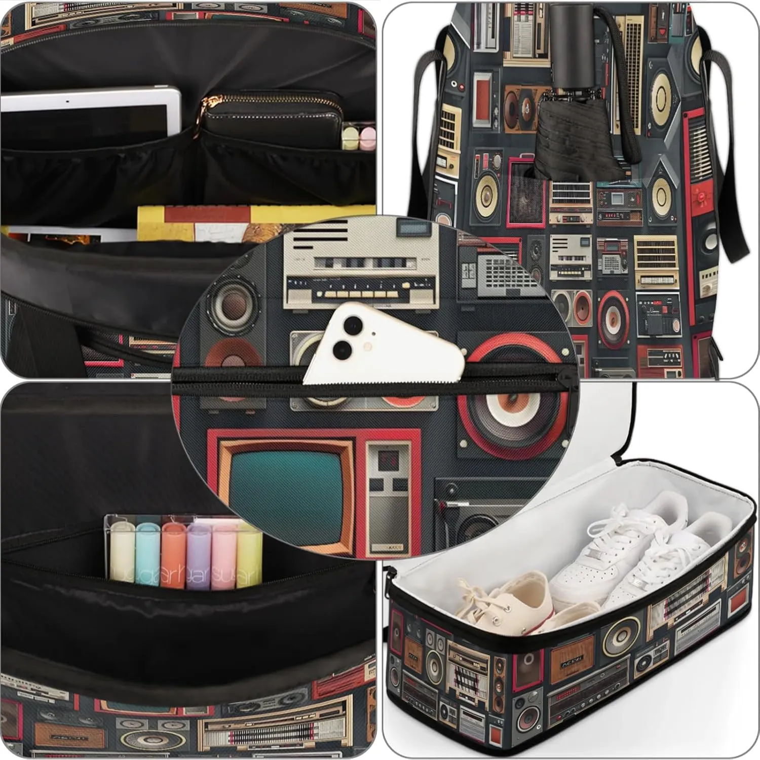 Electrical Abstract Modern Travel Duffel Bags for Women & Men Large Sports Gym Bags Foldie Weekender Overnight Bag Carry On Tote Bag With Shoe Compartment Personal Item Bag for Travel Sports Gym