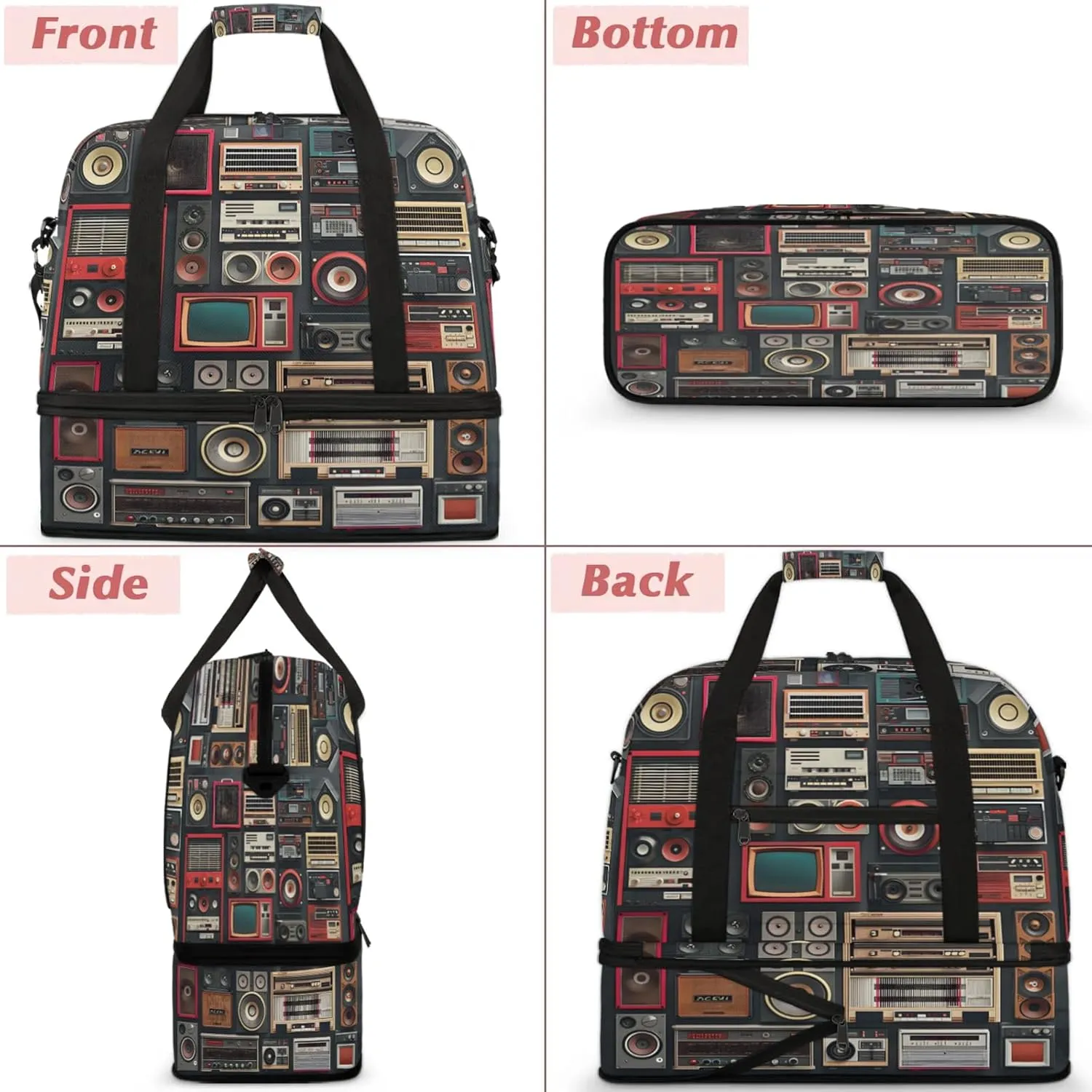 Electrical Abstract Modern Travel Duffel Bags for Women & Men Large Sports Gym Bags Foldie Weekender Overnight Bag Carry On Tote Bag With Shoe Compartment Personal Item Bag for Travel Sports Gym