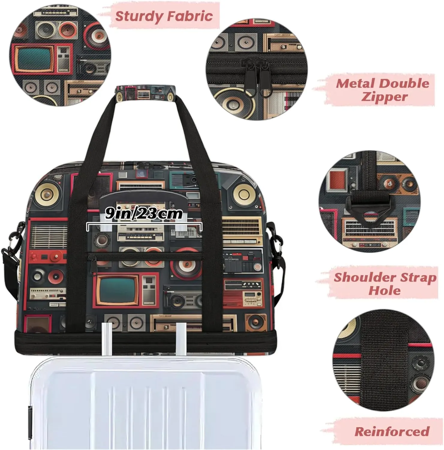 Electrical Abstract Modern Travel Duffel Bags for Women & Men Large Sports Gym Bags Foldie Weekender Overnight Bag Carry On Tote Bag With Shoe Compartment Personal Item Bag for Travel Sports Gym