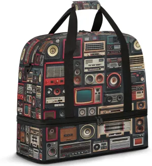 Electrical Abstract Modern Travel Duffel Bags for Women & Men Large Sports Gym Bags Foldie Weekender Overnight Bag Carry On Tote Bag With Shoe Compartment Personal Item Bag for Travel Sports Gym