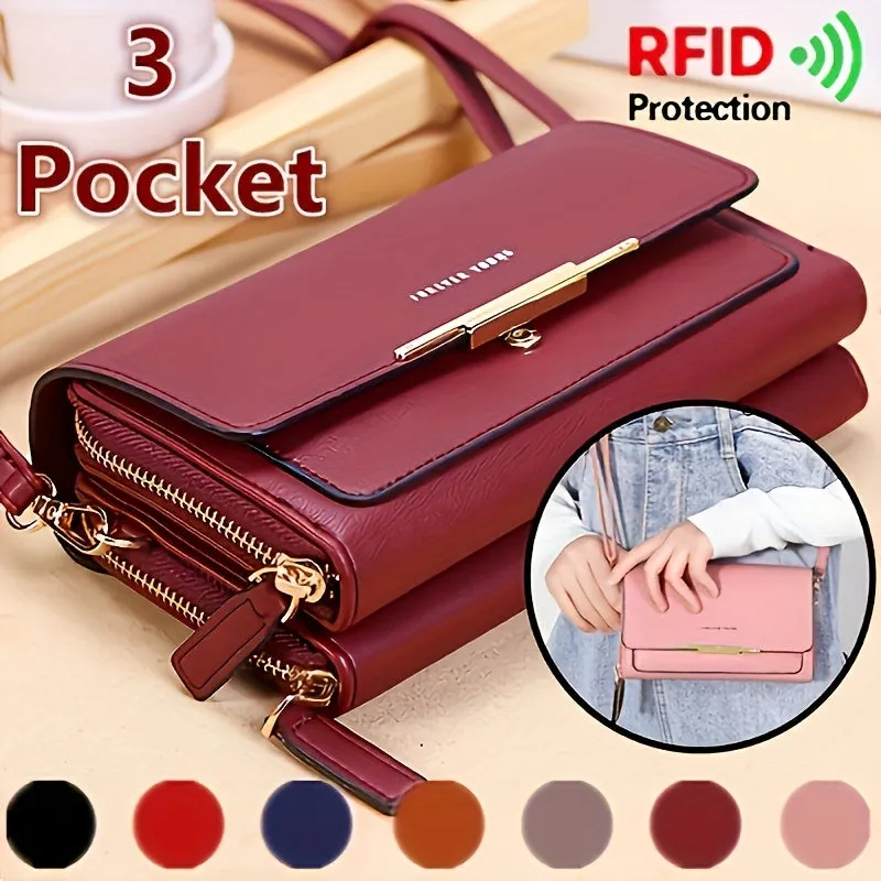 Elegant RFID Square Crossbody Phone Bag
