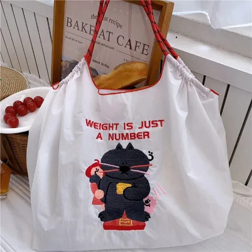 Embroidery Tote Bags Shopping Bag Cute Large Capacity,Bear