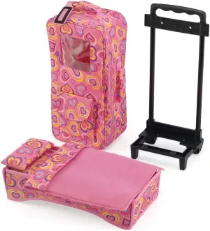 Emily Rose 14 Inch Doll Furniture & Accessories | 14-15 inch Doll Travel Carrier Backpack Case, with Trolley, Storage Pockets and Removable Doll Bed | Fits 14-15" Dolls