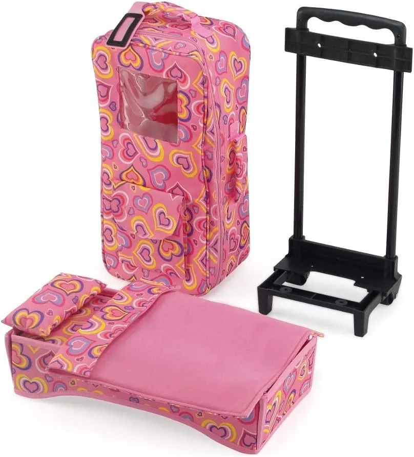 Emily Rose 14 Inch Doll Furniture & Accessories | 14-15 inch Doll Travel Carrier Backpack Case, with Trolley, Storage Pockets and Removable Doll Bed | Fits 14-15" Dolls