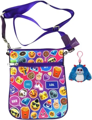 Emojicon Scented Crossbody Hip Bag & Clip-Keychain Bundle Set, Girls, Teens, Juniors