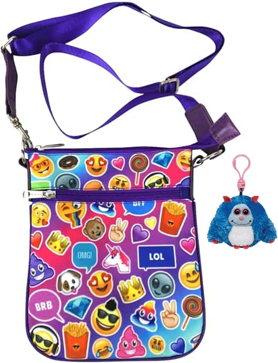 Emojicon Scented Crossbody Hip Bag & Clip-Keychain Bundle Set, Girls, Teens, Juniors
