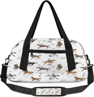 Equestrian Sport Horse Kids Duffel Bag Lightweight Waterproof Sports Gym Bag with Front Zipper Pocket Foldable Weekender Overnight Bag for School Practice Gymnastic Ballet