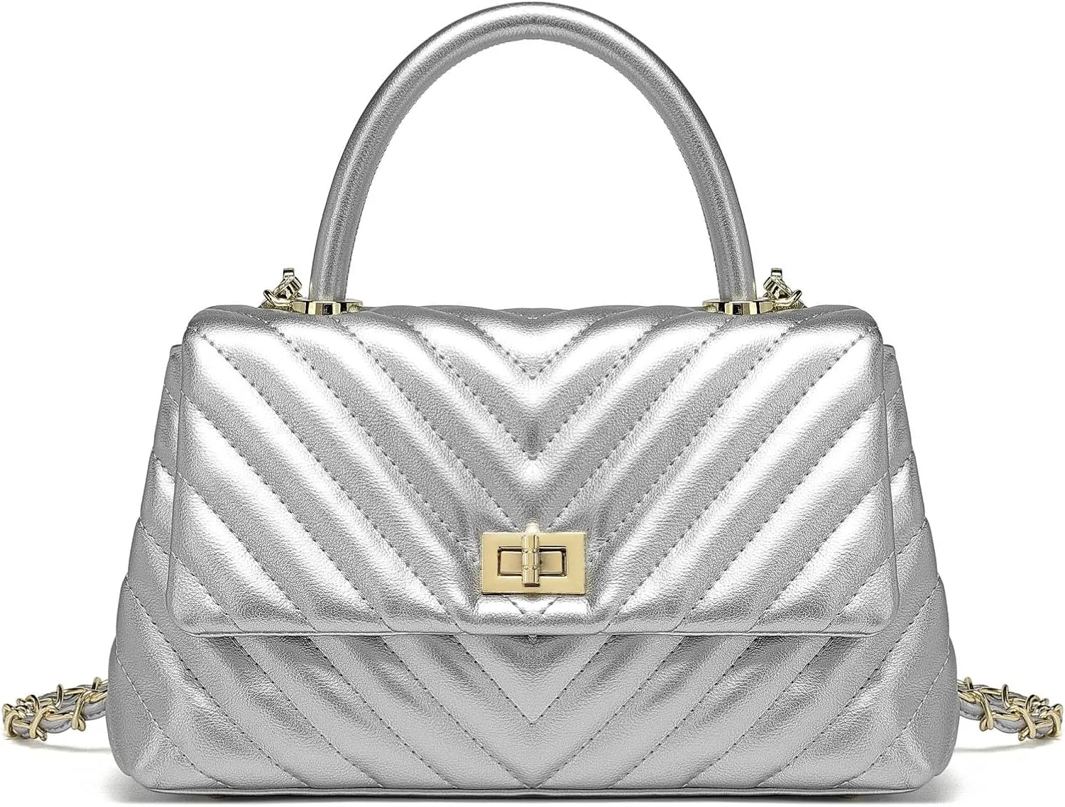 ER.Roulour Quilted Crossbody Bags for Women, Trendy Roomy Shoulder Handbags with Flap Gold Hardware Chain Purses Shoulder Bag