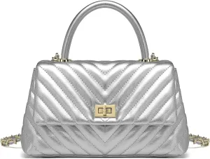 ER.Roulour Quilted Crossbody Bags for Women, Trendy Roomy Shoulder Handbags with Flap Gold Hardware Chain Purses Shoulder Bag
