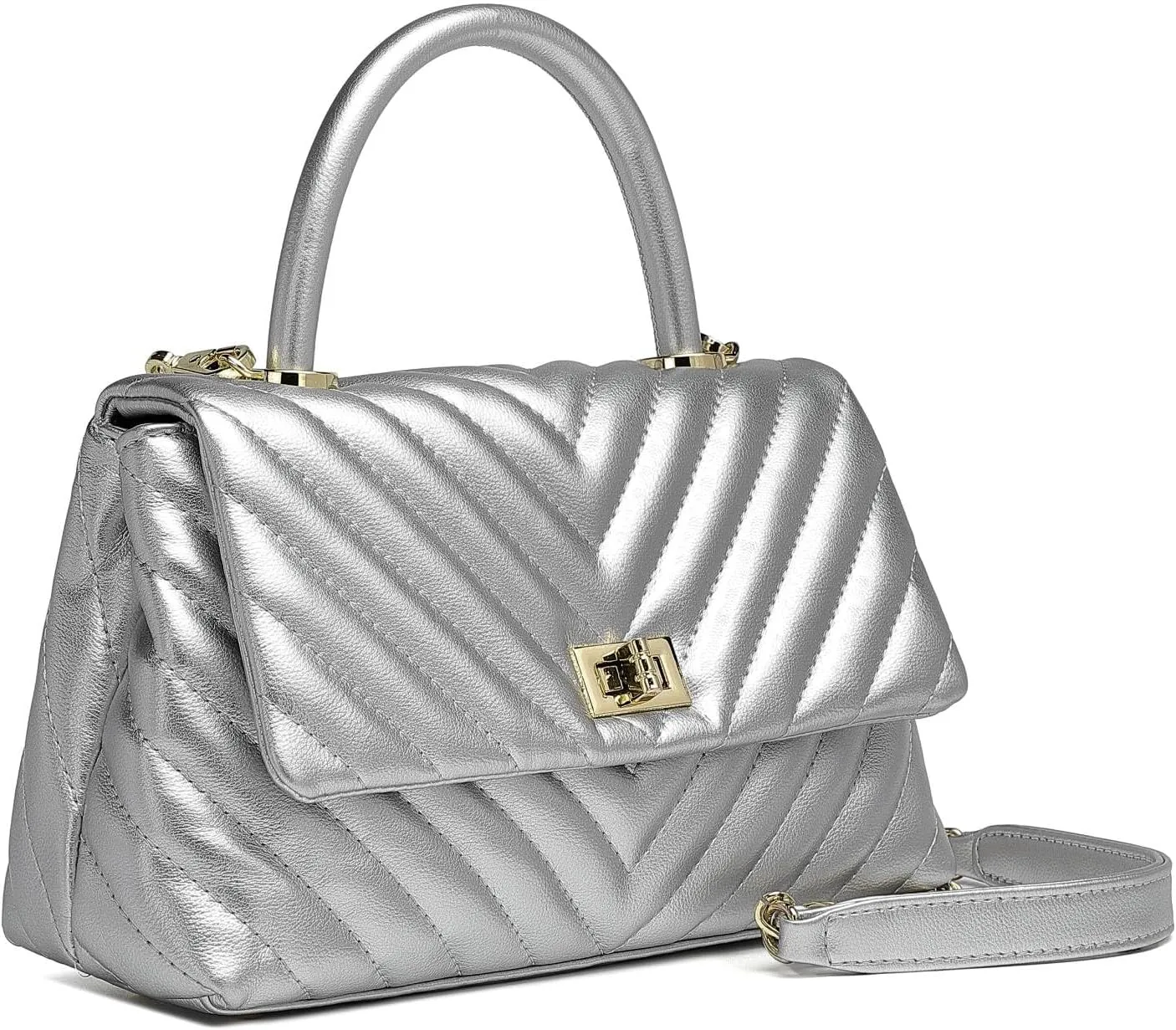 ER.Roulour Quilted Crossbody Bags for Women, Trendy Roomy Shoulder Handbags with Flap Gold Hardware Chain Purses Shoulder Bag