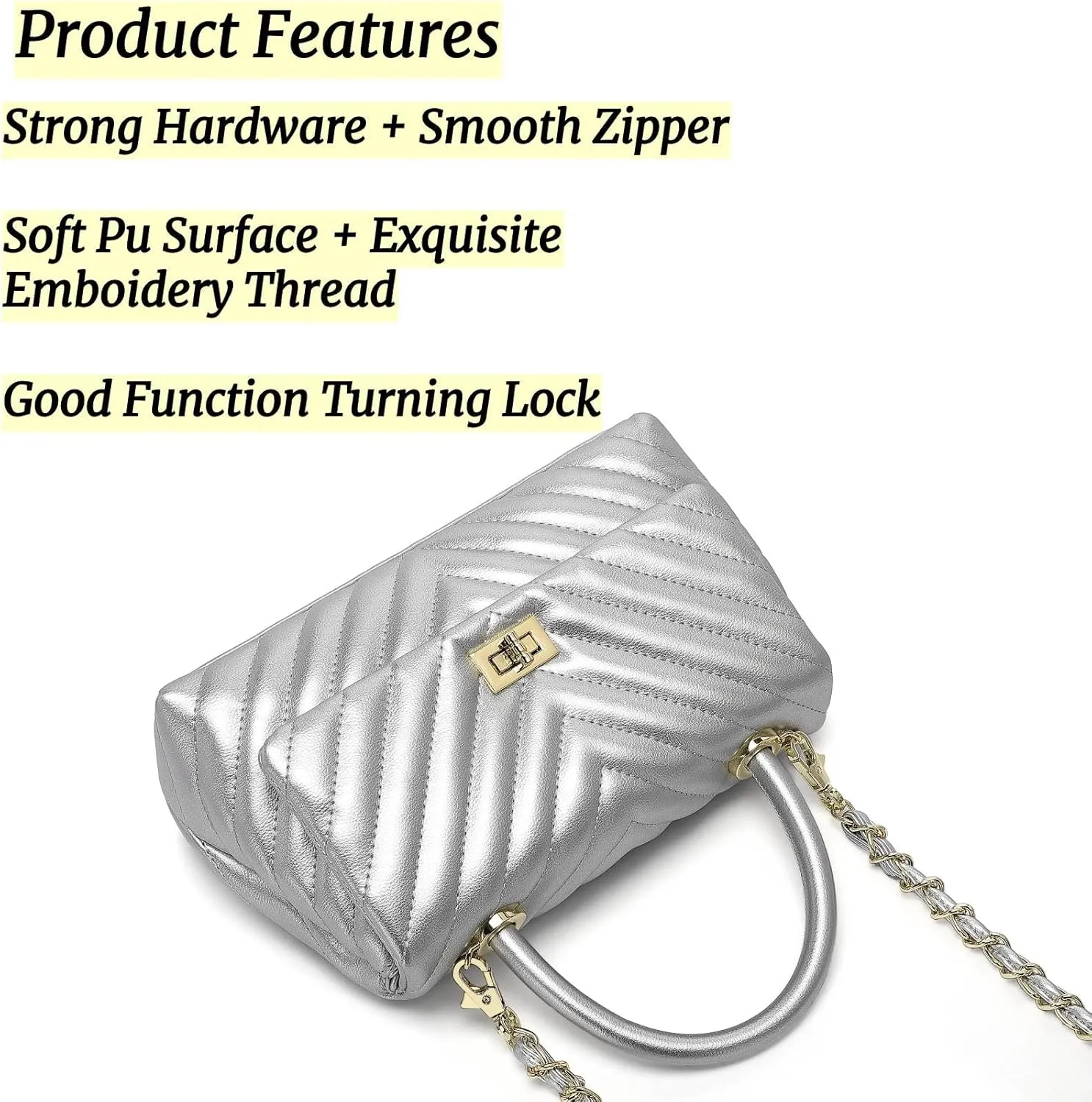 ER.Roulour Quilted Crossbody Bags for Women, Trendy Roomy Shoulder Handbags with Flap Gold Hardware Chain Purses Shoulder Bag