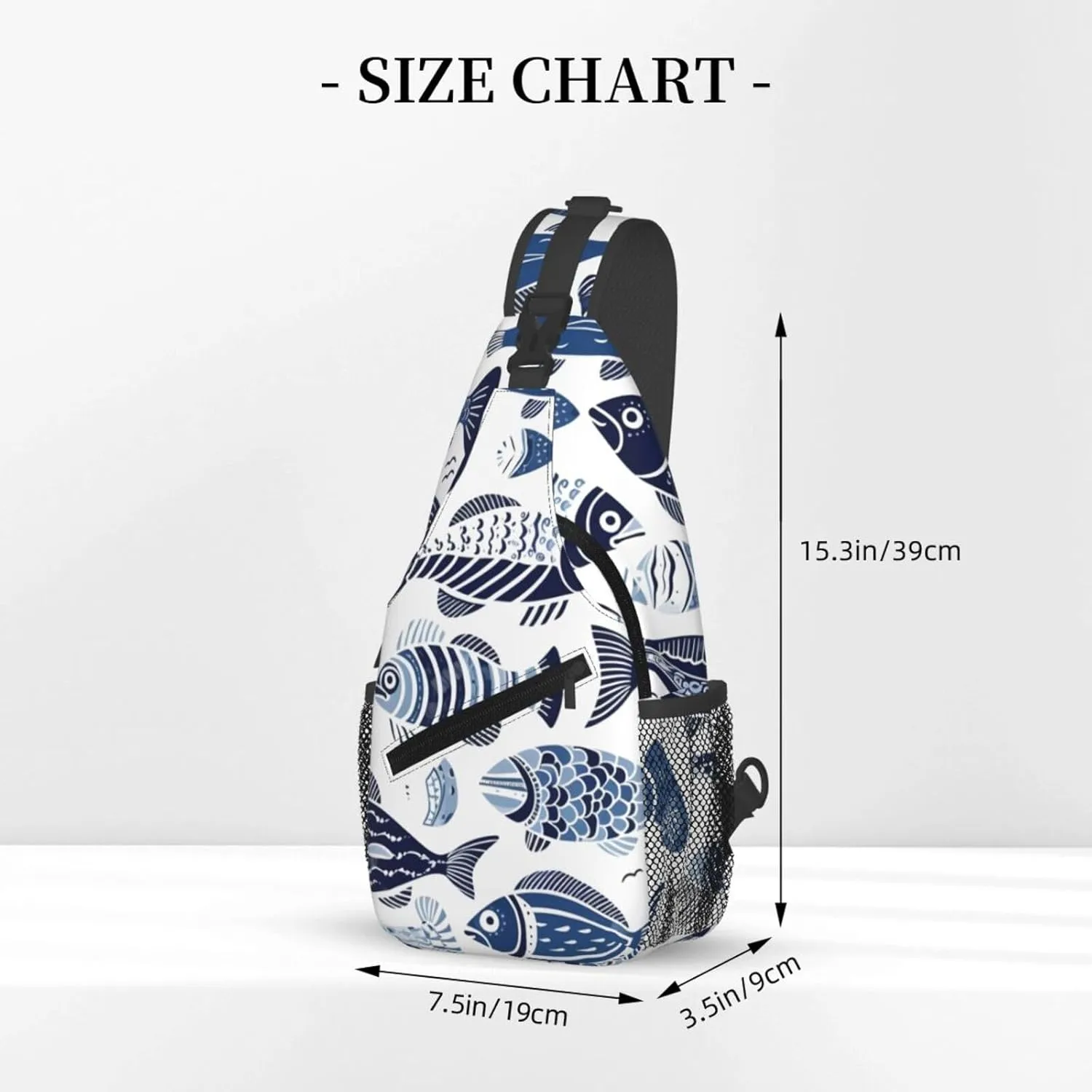 Ethnic Sea Fish Sling Bag Crossbody Bag for Men Women, Daypack Chest Backpack Shoulder Bag for Travle Hiking