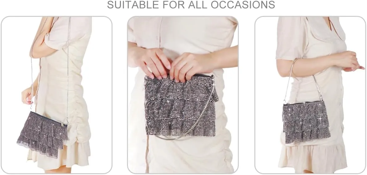 Evening Bag for Women Crossbody Handbag for Party - Rhinestone Sparkly Diamond Purse for Prom Wedding Clutch