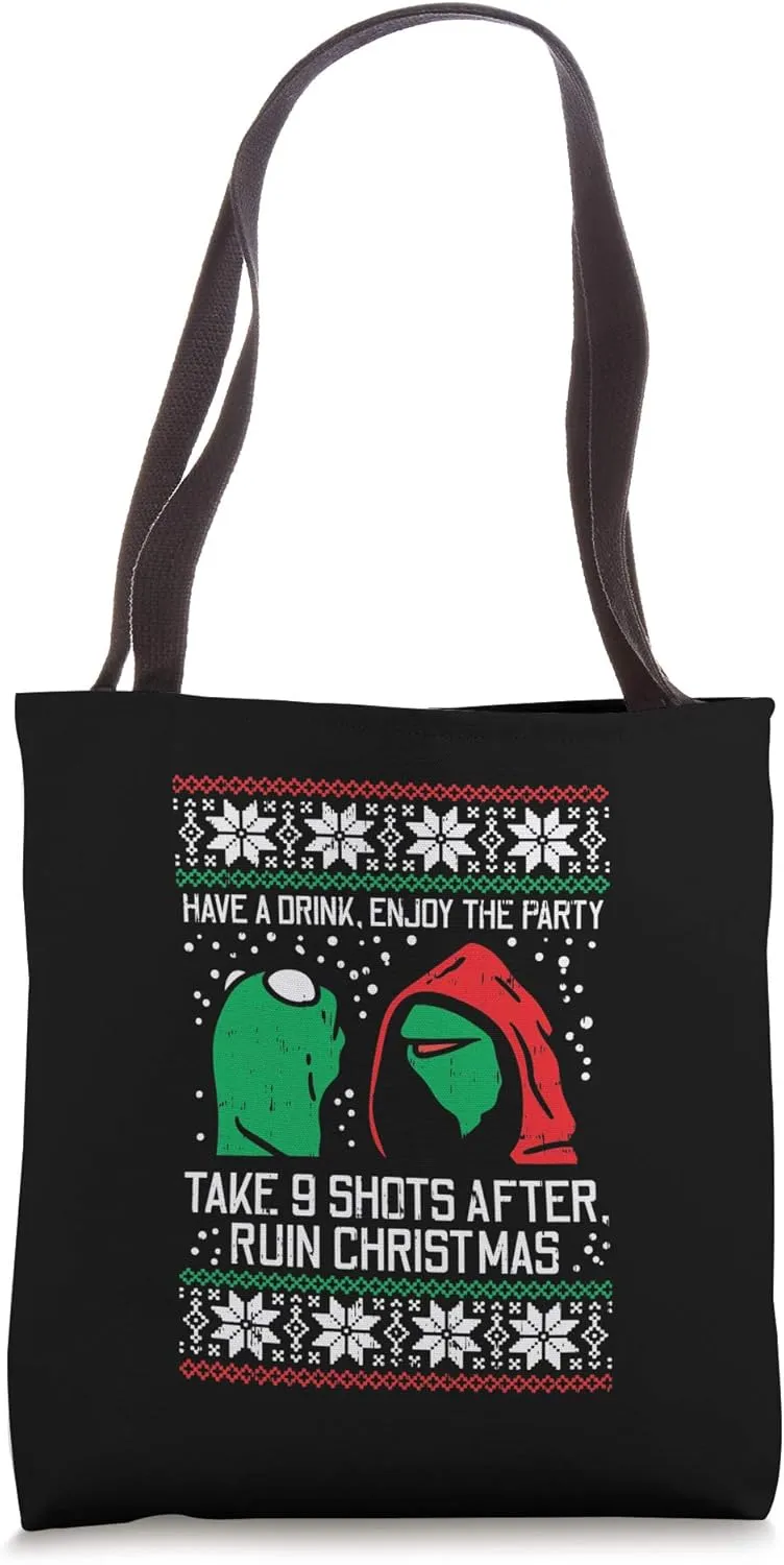 Evil Frog Meme Ugly Christmas Sweater Ruin Xmas Party Gift Tote Bag